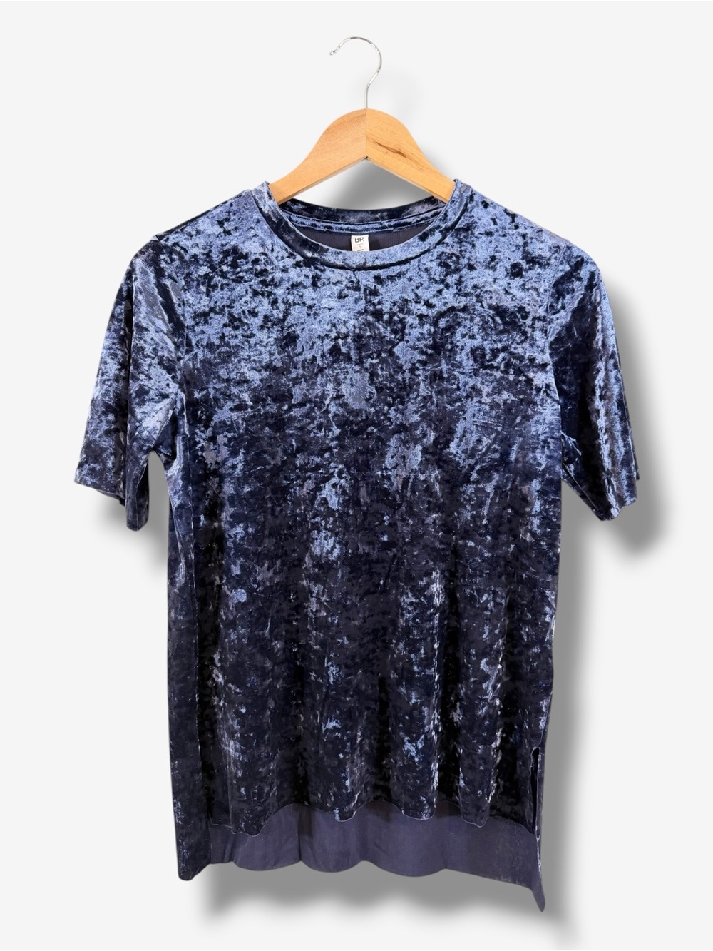 BP Blue Velour T-Shirt Size S Short Sleeve Hi Low Casual Boho Summer